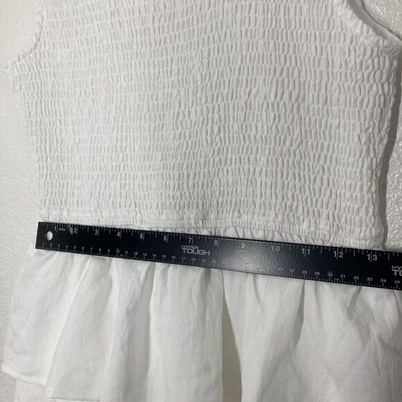 Entro Dress Womens Medium White Smocked Bodice Tiered Maxi Sleeveless D22872 - Picture 8 of 16
